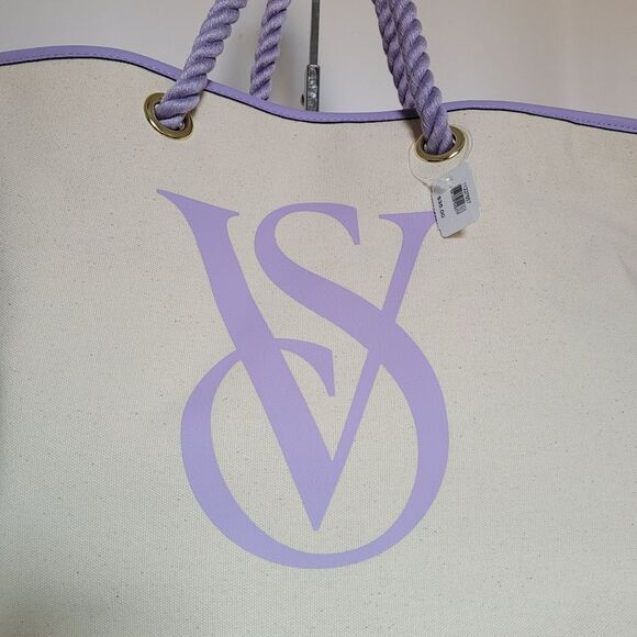 Victoria's Secret Lavender Canvas Tote Bag - Picture 2 of 5
